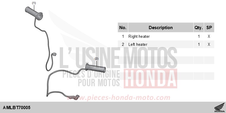 KIT,GRIP HEATER de Hornet 750 MAT PEARL GLARE WHITE (NHB54) 2025